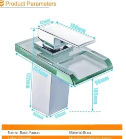 Moderner LED-Wasserhahn aus Messing – zeitgenössische Wasserfall-Badezimmerarmatur