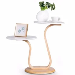 Moderner Luxus-Beistelltisch aus Bugholz mit geschwungenen Beinen