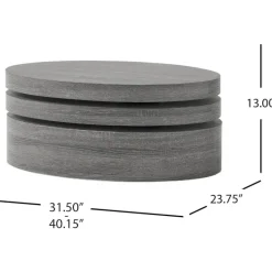 Moderner schwarzer ovaler Couchtisch – elegantes drehbares Design für Zuhause