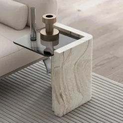Moderner Travertin-Beistelltisch - Ophelia Design