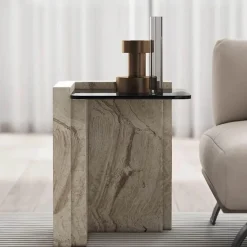 Moderner Travertin-Beistelltisch - Ophelia Design