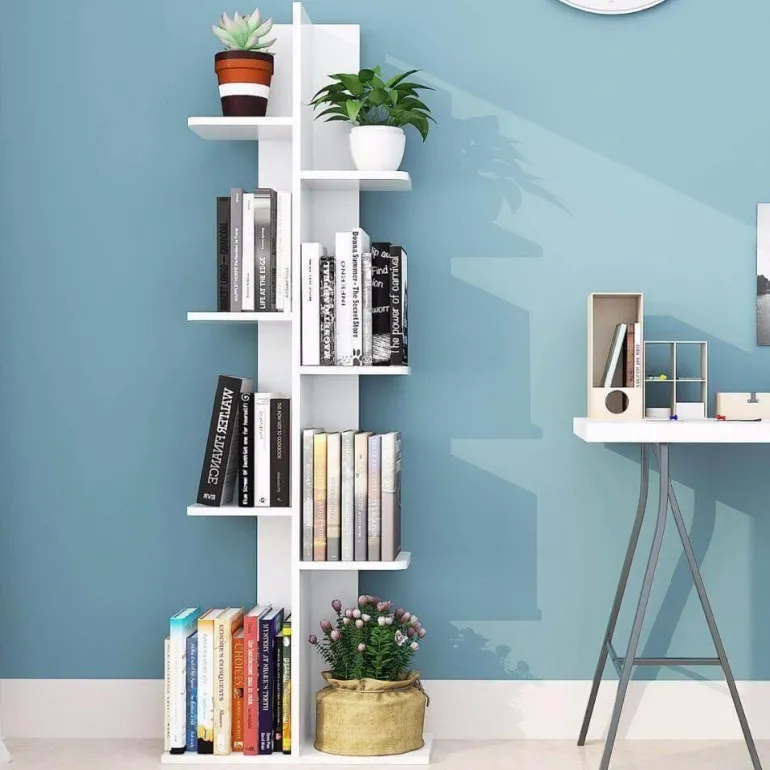 Modernes Bücherregal aus Holz – Aufbewahrungseinheit mit offenen Regalen