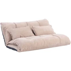 Modernes, faltbares Freizeit-Schlafsofa aus PU-Leder mit 2 Kissen