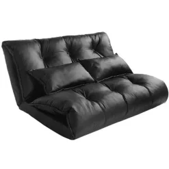 Modernes, faltbares Freizeit-Schlafsofa aus PU-Leder mit 2 Kissen