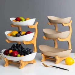 Modernes mehrschichtiges Obst-Snack-Tellerregal – elegante Servierpräsentation