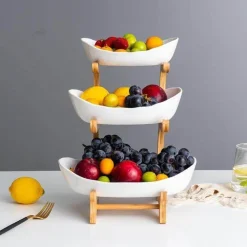 Modernes mehrschichtiges Obst-Snack-Tellerregal – elegante Servierpräsentation