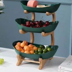 Modernes mehrschichtiges Obst-Snack-Tellerregal – elegante Servierpräsentation