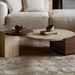 Modernes Travertin-Couchtisch-Set - Oraine Wohnzimmermöbel