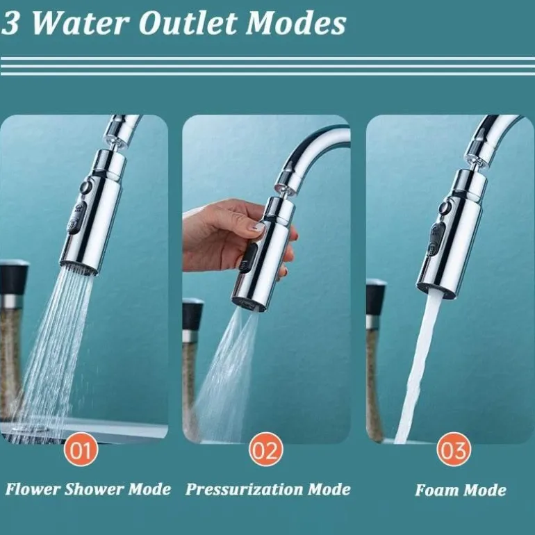 3-Modus-Wasserhahnadapter - Spritzschutz-Wassersparer