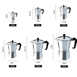 Moka Pot Espressomaschine - Aluminium-Perkolator, 50–600 ml Fassungsvermögen, langlebiges Design