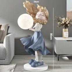 Mondmädchen Wandkunst - Lunar Home Decor