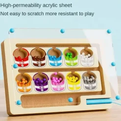 Montessori Magnetisches Farbsortierlabyrinth – Pädagogisches Perlenspiel aus Holz