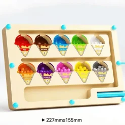 Montessori Magnetisches Farbsortierlabyrinth – Pädagogisches Perlenspiel aus Holz