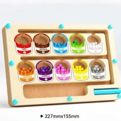 Montessori Magnetisches Farbsortierlabyrinth – Pädagogisches Perlenspiel aus Holz