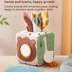 Montessori-Taschentuchbox-Spielzeug – Sensorisches und pädagogisches Spiel für Babys