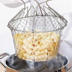 Multifunktionaler, faltbarer Frittier-Abtropfkorb aus Edelstahl