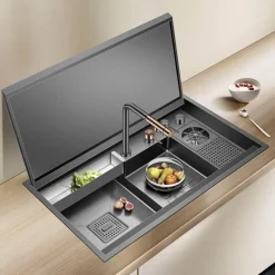 Multifunktionaler Tassenspüler - Nanometer Black Flip Cover Großes Spülbeckenzubehör