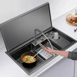 Multifunktionaler Tassenspüler - Nanometer Black Flip Cover Großes Spülbeckenzubehör