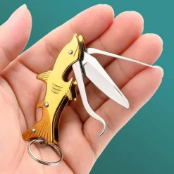 Multifunktionales Hai-Schlüsselanhängermesser - Zahnstocherwerkzeug