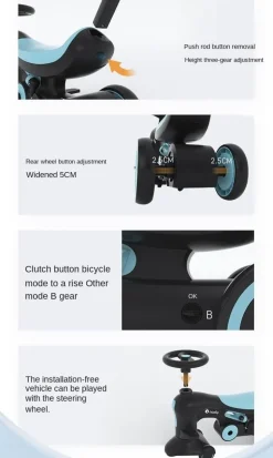 Multifunktionales 4-in-1-Kinderwagen-Dreirad