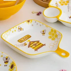 Multifunktionales Keramik-Backblech mit Griff - Little Bee Snack-Dessertteller