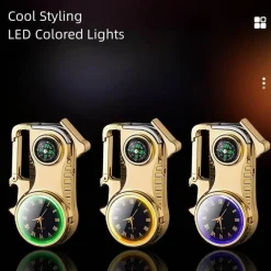 Multifunktions-Schlüsselanhänger, Feuerzeug, Kompass, ultimatives Überlebenswerkzeug für den Außenbereich