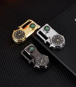 Multifunktions-Schlüsselanhänger, Feuerzeug, Kompass, ultimatives Überlebenswerkzeug für den Außenbereich