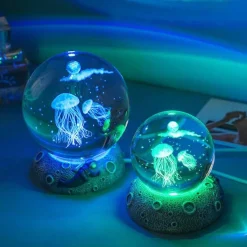 Nachtlicht mit Kristallkugel zum Thema Ozean - Dekorative Lampe der Unterwasserwelt