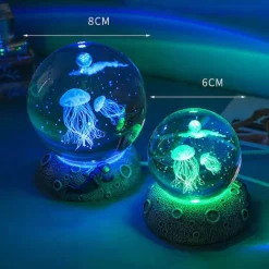 Nachtlicht mit Kristallkugel zum Thema Ozean - Dekorative Lampe der Unterwasserwelt