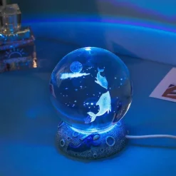 Nachtlicht mit Kristallkugel zum Thema Ozean - Dekorative Lampe der Unterwasserwelt