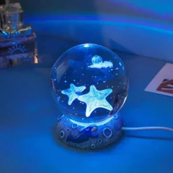 Nachtlicht mit Kristallkugel zum Thema Ozean - Dekorative Lampe der Unterwasserwelt