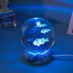 Nachtlicht mit Kristallkugel zum Thema Ozean - Dekorative Lampe der Unterwasserwelt