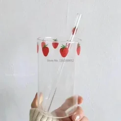 Nana Erdbeer-Glasbecher – süßer, hitzebeständiger, transparenter Wasserbecher