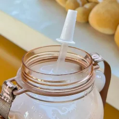 Niedliche Bären-Wasserflasche – Strohhalm inklusive Trinkflasche für Kinder