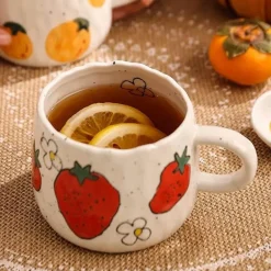 Niedliche Cartoon-Obstbecher - Keramik-Kaffee-Teetassen