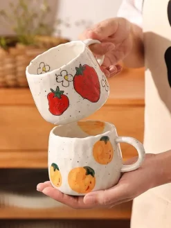 Niedliche Cartoon-Obstbecher - Keramik-Kaffee-Teetassen