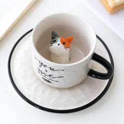 Niedliche 3D-Haustier-Keramiktasse – Entzückende Tier-Kaffeetasse