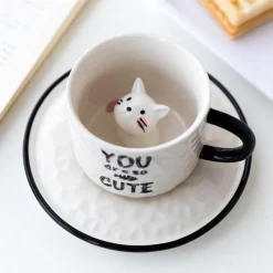 Niedliche 3D-Haustier-Keramiktasse – Entzückende Tier-Kaffeetasse