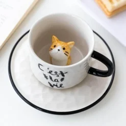 Niedliche 3D-Haustier-Keramiktasse – Entzückende Tier-Kaffeetasse