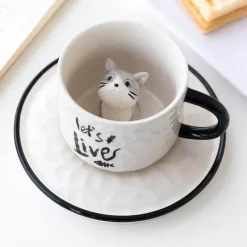 Niedliche 3D-Haustier-Keramiktasse – Entzückende Tier-Kaffeetasse