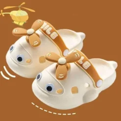 Niedliche Hubschrauber-Hausschuhe für Kinder – weiche Plüsch-Hausschuhe