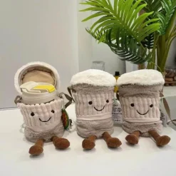 Niedliche Plüschtasche mit Kaffeetassenhalter