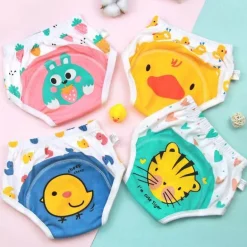 Niedliche Tiere Kinder-Unterwäscheset aus Baumwolle – 4er-Pack Unisex