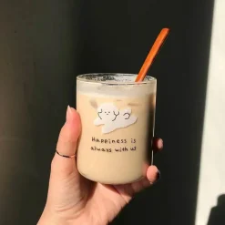 Niedlicher Glasbecher mit Hundemotiv – hitzebeständiger Cartoon-Kaffee- und Saftbecher
