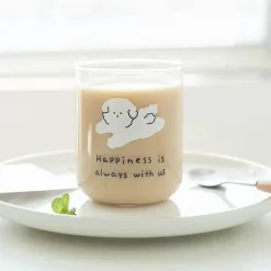 Niedlicher Glasbecher mit Hundemotiv – hitzebeständiger Cartoon-Kaffee- und Saftbecher