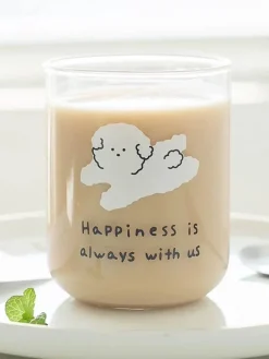 Niedlicher Glasbecher mit Hundemotiv – hitzebeständiger Cartoon-Kaffee- und Saftbecher