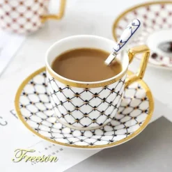 Nordic Gold Kaffeeset – 3-teiliges Teetassenset aus Bone China