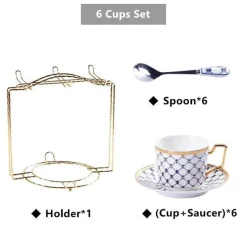 Nordic Gold Kaffeeset – 3-teiliges Teetassenset aus Bone China