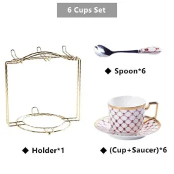 Nordic Gold Kaffeeset – 3-teiliges Teetassenset aus Bone China