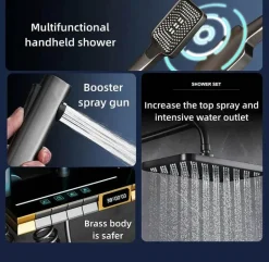 Nordic Piano Key Ambient Light Shower Set - Elegant LED Bathroom Lighting